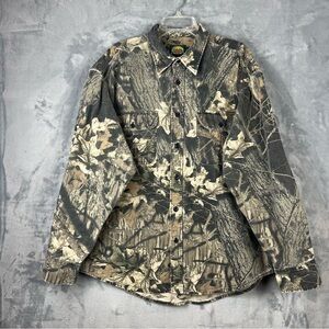 Cabela’s Camo Shirt Sz XL Brown Multi Sturdy Cotton Button Up Long Sleeve